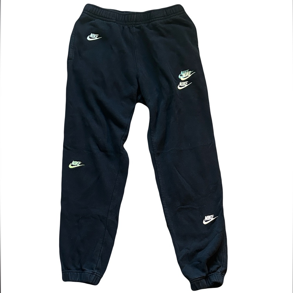 Nike Black Sweatpants with White and Green Logos - Picture 1 of 9